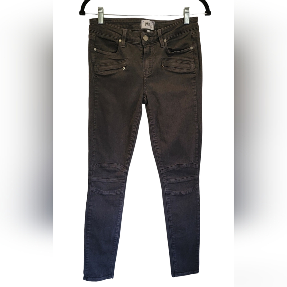 Paige Dark Gray Moto Jeans